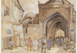 Img_0613_kazantsev_a._buhara._commercial_gate._1975._watercolor_on_paper__chalk._37x44_8_cm.